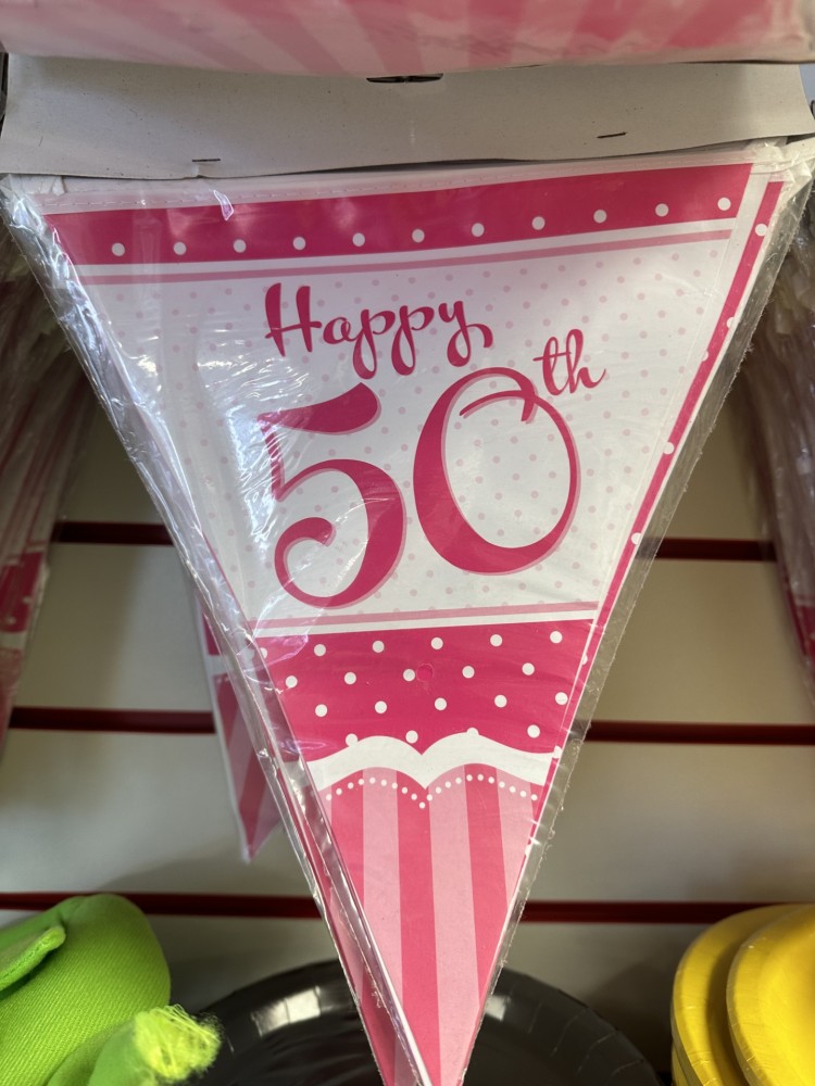 PINK Paper Bunting Banner